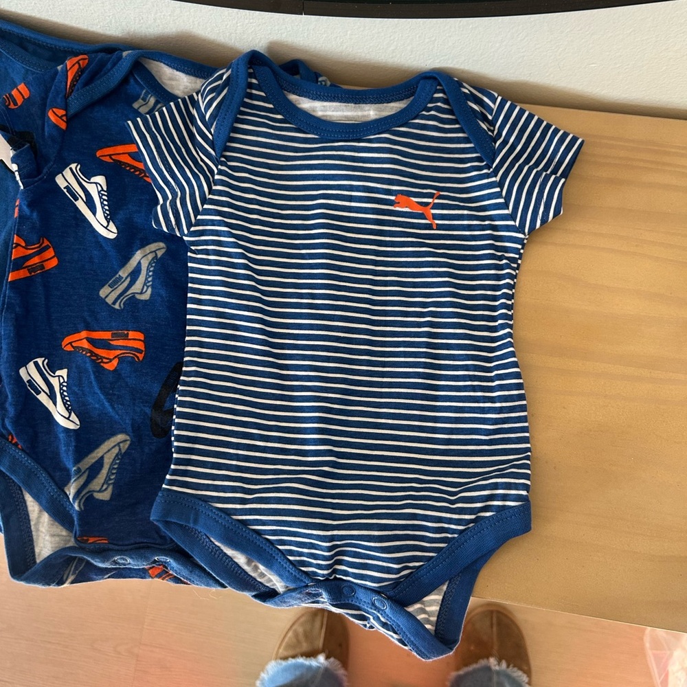 Bundle of 7 Puma 0-3 Months Blue & Gray Baby Onesie Bodysuit Set - Picture 4 of 9